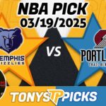 Memphis Grizzlies vs Portland Trail Blazers Pick 3/19/25 NBA Pick Prediction