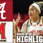 Round of 32: Alabama vs. Maryland | Women's NCAA Tournament | Full Game Highlights