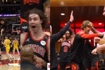 Bulls locker room after Josh Giddey half court game winner buzzer beater vs Lakers
