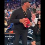 New Giants QB Russell Wilson at New York Knicks game and throws signed ball into stands