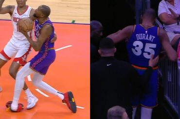 Kevin Durant struggles to walk to locker room after bad ankle injury vs Rockets