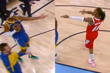 Ja Morant does gun gesture to Buddy Hield and Warriors bench and both get techs