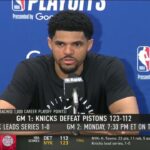Tobias Harris PostGame Interview after Detroit Pistons loss to New York Knicks 123-112 in Game 1