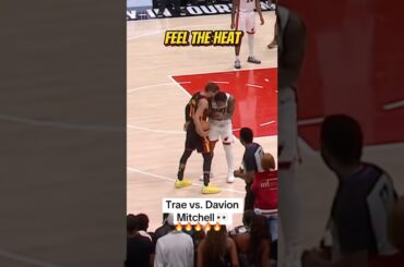 Trae Young & Davion Mitchell Get HEATED! | Hawks vs Heat Play-In Battle  #nba #nbahighlights