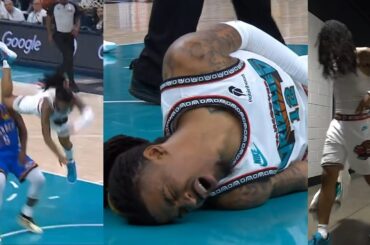 Ja Morant limps to locker room after SCARY fall over Lu Dort and JJJ was heated