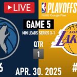 Los Angeles Lakers vs Minnesota Timberwolves GAME 5 LIVE | April 30, 2025 | NBA PLAYOFFS 2025 | 2K25