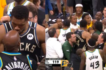 Tyrese Haliburton game winner vs Bucks then Giannis gets into it with Hali's Dad 😳