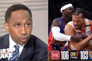 FIRST TAKE | "Knicks have issues to address" -Stephen A. on Pistons beat Knicks 106-103 to force gm6