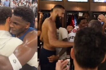 Timberwolves locker room scenes after eliminating Warriors to advance to WCF