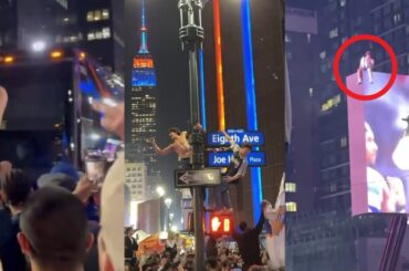 Knicks fans surround Celtics team bus and go CRAZY after advancing to ECF