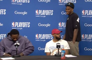 Anthony Edwards kicks out Julius Randle and Mike Conley to talk advancing to WCF 😂