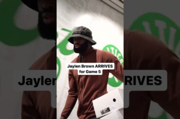 Jaylen Brown arrives for Game 5 as the Celtics have their backs against the wall versus the Knicks