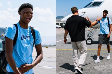 Ace Bailey all smiles after arriving in Utah and meets Head Coach 👀