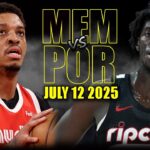 Memphis Grizzlies vs Portland Trail Blazers Full Game Highlights - July 12, 2025 | NBA Summer League
