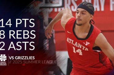 Asa Newell 14 pts 8 rebs 2 asts vs Grizzlies 2025 Summer League