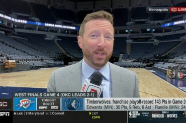 Dave McMenamin has latest update on Timberwolves' roster ahead of Game 4 WCF vs. Thunder tonight