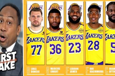 FIRST TAKE | "THIS IS A CHAMPIONSHIP LINEUP!" STEPHEN A. ON LAKERS’ NEW STARTING FIVE - LAKERS  NEWS