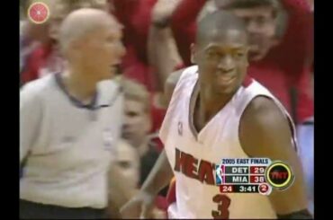 D-Wade 40pts！Throwback NBA Playoffs ECF 2005.5.25 Detroit Pistons at Miami Heat G2