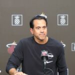 Erik Spoelstra Talks Miami Heat Starting Lineup, Keshad Johnson and Dru Smith, Playing Fast