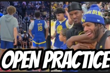Warriors Open Practice: Steph/Seth swap jerseys, Jimmy Butler sings Shaboozey, Toohey “Wonderwall”