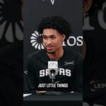 Just a smidge higher 🤏😂 #nba #spurs #victorwembanyama #dylanharper