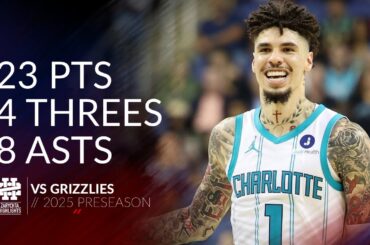 LaMelo Ball 23 pts 4 threes 8 asts vs Grizzlies 2025 Preseason