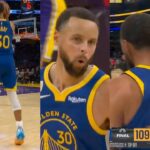 Steph Curry DEEP dagger 3 vs Lakers then shows love to Luka Doncic and Bronny
