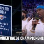 Oklahoma City Thunder raise their 2024-25 Championship banner 🏆 | NBA on ESPN