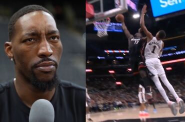 Bam Adebayo says there's other tall people in the NBA then dunks around Wemby