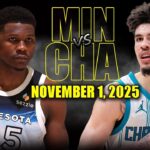 Minnesota Timberwolves vs Charlotte Hornets Full Game Highlights - November 1, 2025 | NBA Season