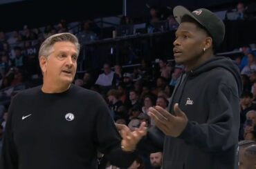 Anthony Edwards gets tech for standing up on the bench while not playing 😂