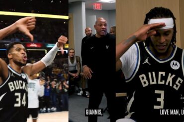Bucks locker room after Giannis game winner and Myles Turner return to Indiana
