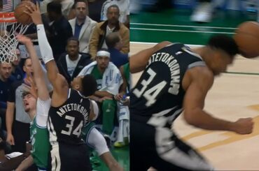 Giannis dunks on Cooper Flagg and Gafford then headbutts the ball 😂
