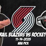 Portland Trail Blazers vs Houston Rockets 11/14/25 NBA Free Picks & Prediction | NBA Tips