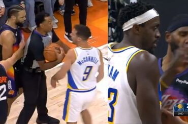 TJ McConnell gets heated with Dillon Brooks then Siakam gets into it with Royce O'Neale