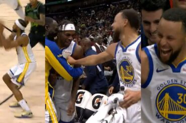 Steph & Buddy having fun after Moses Moody hits 7 threes in first qtr vs Pelicans