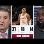 NBA TODAY | Perkins reacts to Jalen Johnson's career night powers Hawks to 132-122 win over Jazz