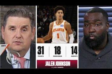 NBA TODAY | Perkins reacts to Jalen Johnson's career night powers Hawks to 132-122 win over Jazz