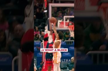 Jalen met him at the rim 😳😳 #nba #hawks #jalenjohnson #block