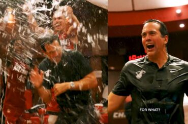 "For what?!" Coach Spo had no idea water was getting dumped on him for 800th win 😂