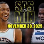 San Antonio Spurs vs Minnesota Timberwolves Full Game Highlights - November 30, 2025 | NBA Season