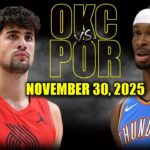 Oklahoma City Thunder vs Portland Trail Blazers Full Game Highlights - November 30 2025 | NBA Season