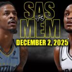 San Antonio Spurs vs Memphis Grizzlies Full Game Highlights - December 2, 2025 | NBA Season