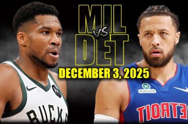 Milwaukee Bucks vs Detroit Pistons Full Game Highlights - December 3, 2025 | NBA Season