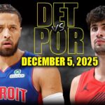 Detroit Pistons vs Portland Trail Blazers Full Game Highlights – December 5, 2025 | NBA Season