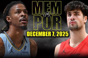 Memphis Grizzlies vs Portland Trail Blazers Full Game Highlights – December 7, 2025 | NBA Season
