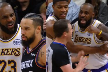 LeBron James gets SO HEATED after Dillon Brooks hit the ball at him 😳