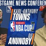 Karl-Anthony Towns and OG Anunoby celebrate Knicks 2025 NBCA Cup victory