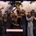 The New York Knicks hoist the 2025 NBA Cup Trophy 🏆 | NBA on ESPN