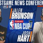Jalen Brunson and Josh Hart celebrate Knicks 2025 NBA Cup victory